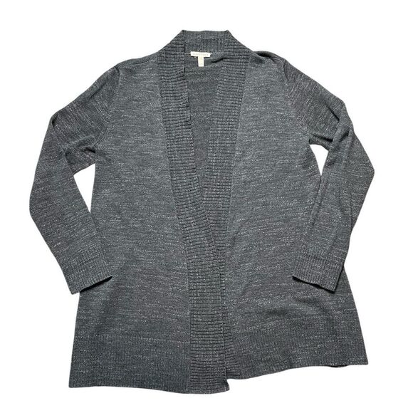Eileen Fisher Gray Cardigan Sweater Open Front Size Medium - Picture 1 of 6